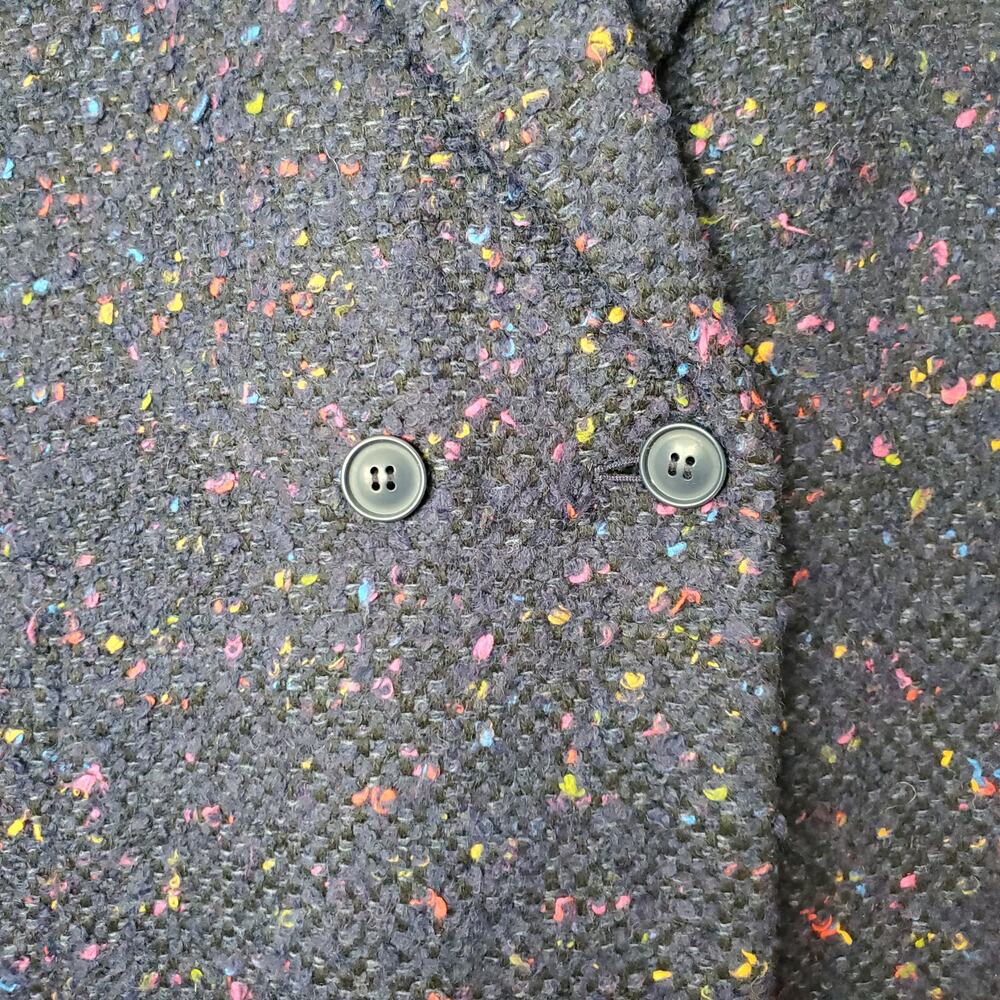 J. Crew Navy Tweed Double-Breasted Coat with Multicolor Speckle - Picture 6 of 11